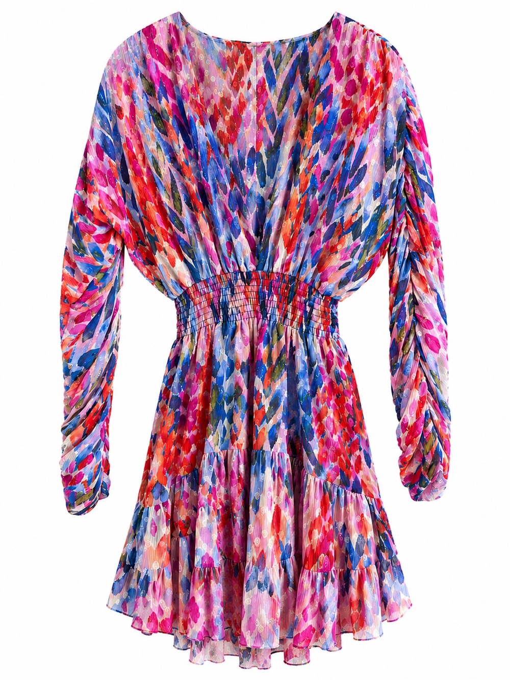 Misa Los Angeles Multi-Color Abstract Print Metallic Chiffon Mini Dress Size S